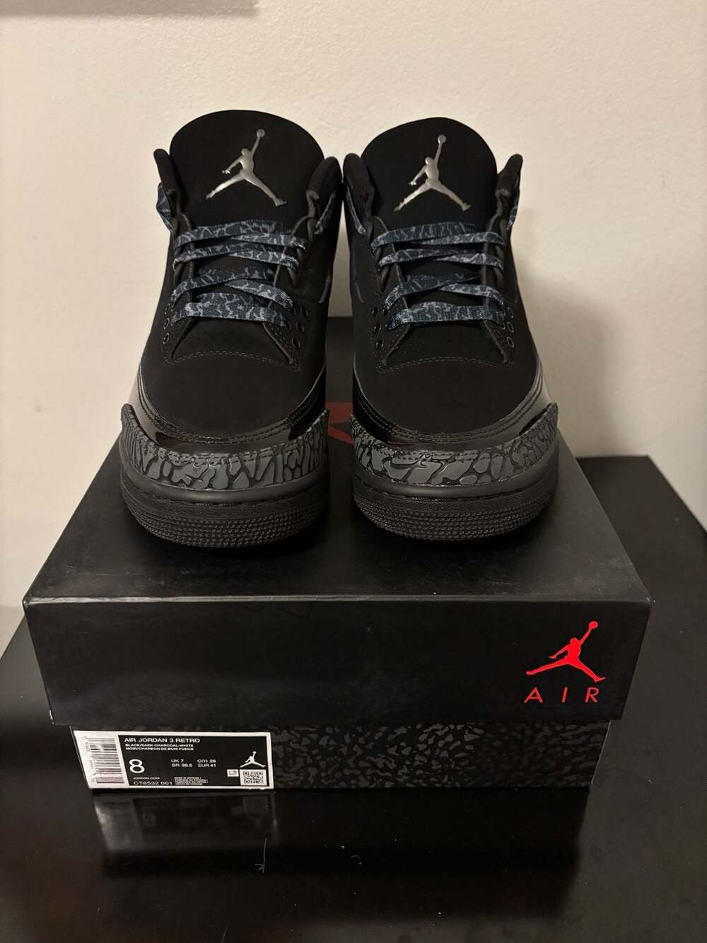 Air Jordan 3 Retro 'Black Cat' 2025 (CT8532-001).8 men’s.